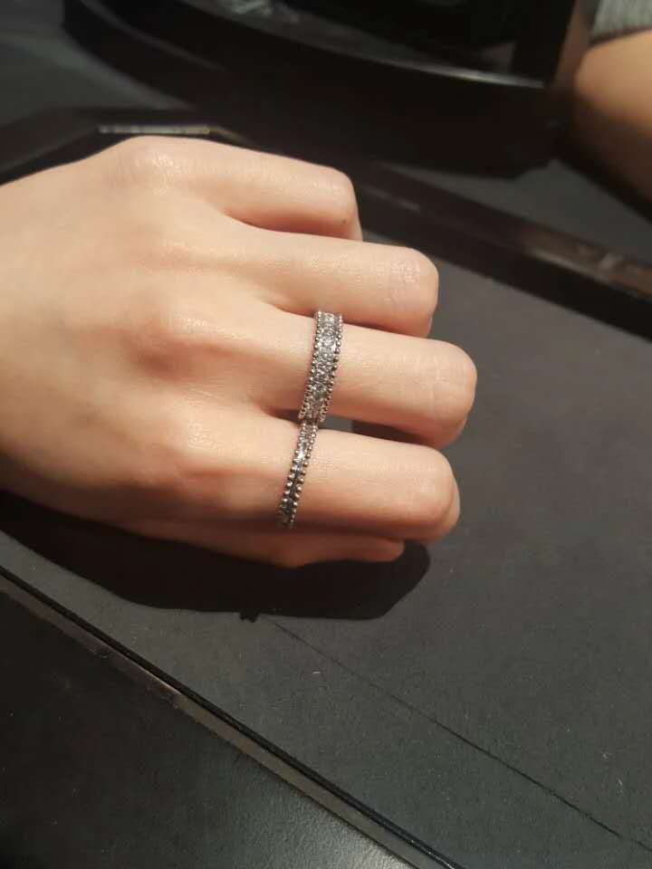 安娜女士纯银小众圆珠镶钻戒指