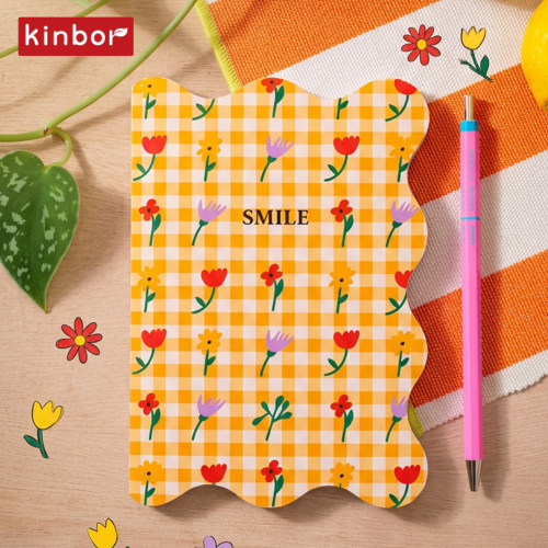 kinbor原创异形缝线软面本可爱花卉插画手账本 文艺清新日记本学生B6A5随身便携记事本横线本
