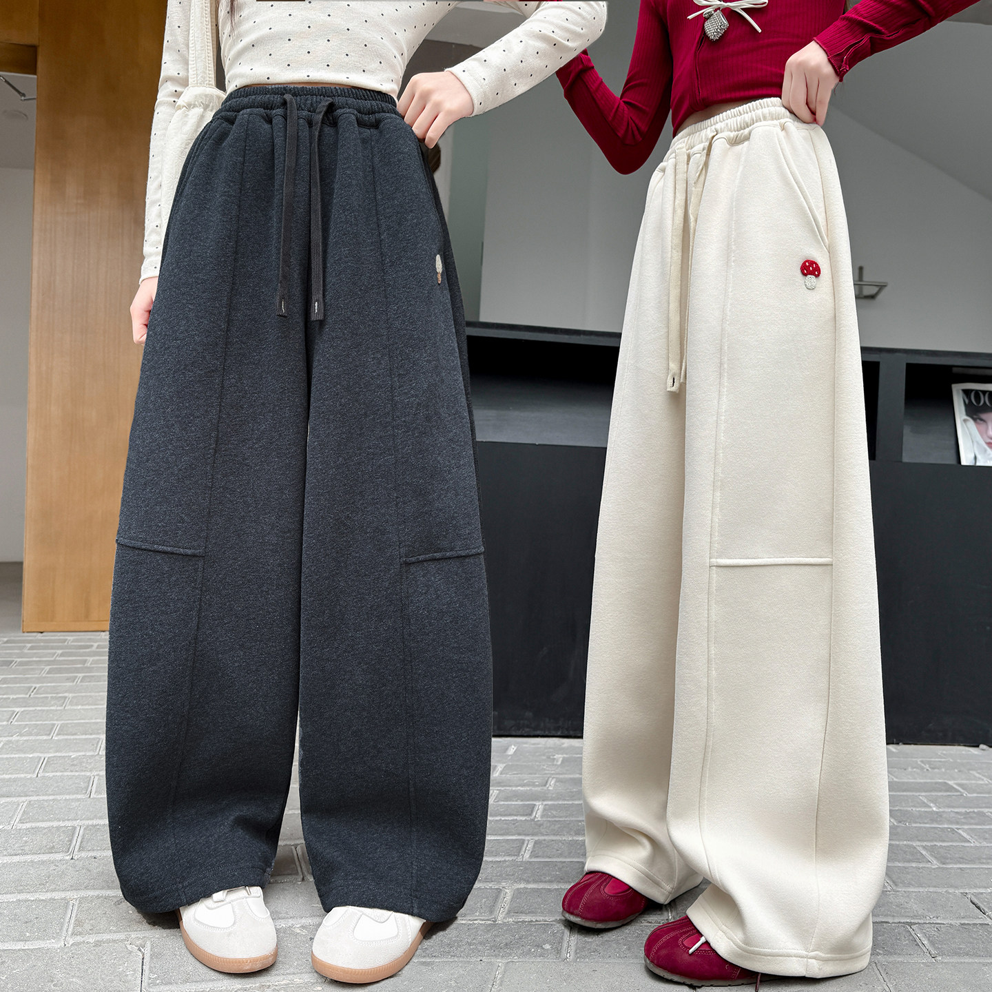 女童裤子休闲裤春秋装2026新款中大童洋气宽松直筒裤运动裤卫裤潮