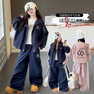 女童套装春秋装2026新款中大童洋气拉链衫外套休闲裤两件套运动服