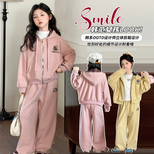 女童套装春秋装2026新款中大童洋气拉链衫外套休闲裤两件套运动服