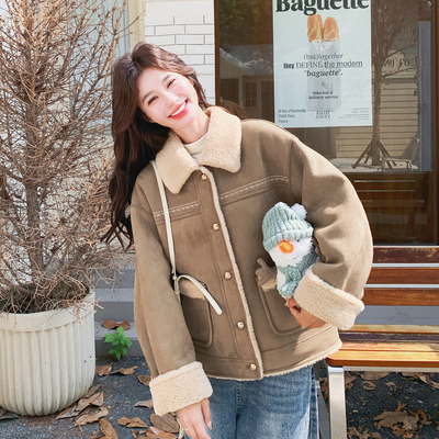 【现货！】浅卡其刺绣皮毛一体外套2C079-4574-p205-k318