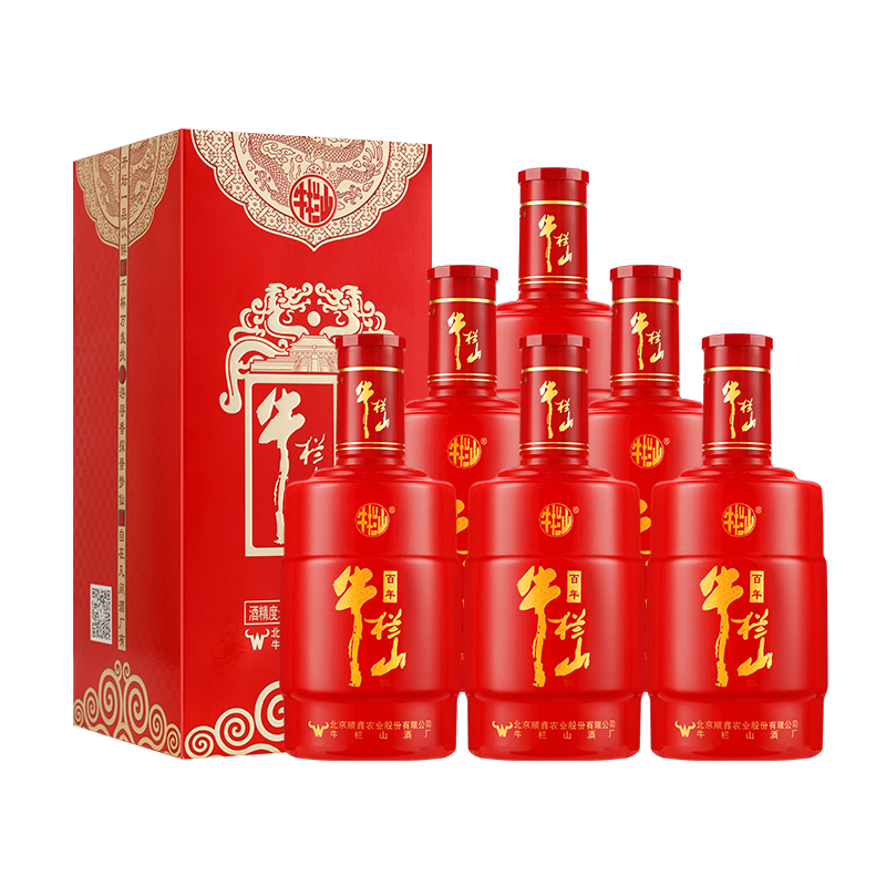 北京牛栏山二锅头38度百年红龙6白酒水500ml*6瓶整箱装送礼盒