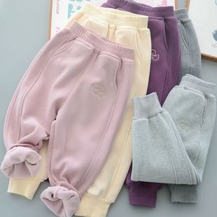 宝宝中小童奥利绒卫裤 洋气童装 2024秋冬儿童男女童加绒运动裤