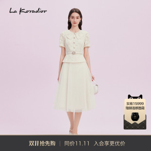 新款 减龄2025商场同款 娃娃领仙女连衣裙女 Koradior拉珂蒂修身