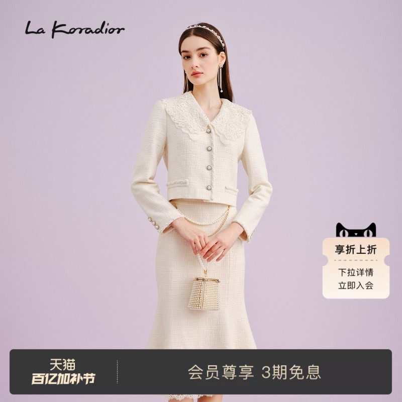 La Koradior拉珂蒂商场同款时尚秋季法式香风短款外套气质修身女