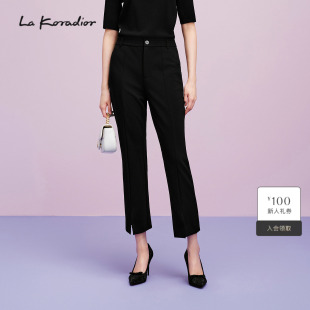 高腰开衩微喇叭裤 Lakoradior拉珂蒂气质减龄春夏新款 商场同款