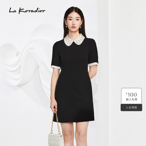 【经典小黑裙】La Koradior拉珂蒂夏季新款赫本风洋装醋酸连衣裙