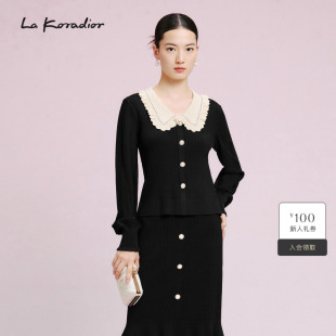 气质通勤娃娃领女外套收腰显瘦 时尚 Koradior拉珂蒂减龄秋季