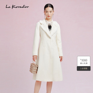 款 Koradior拉珂蒂2024新款 羊毛刺绣大衣过膝毛呢外套 羊毛