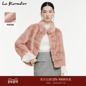 新款 Koradior拉珂蒂时尚 粉色洋气轻奢显瘦水貂貂皮草外套女冬
