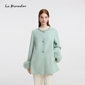 名媛风钉珠狐狸毛大衣 商场同款 Lakoradior拉珂蒂减龄25冬新款