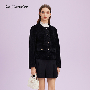 Koradior拉珂蒂香款 裘皮外套上衣 进口美利奴羊皮毛一体