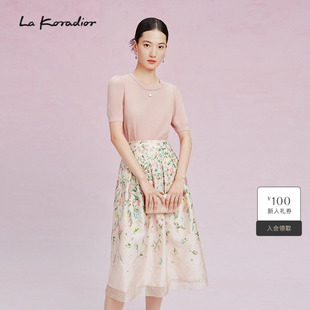 简约100桑蚕丝圆领套头小衫 修身 女 新款 Lakoradior拉珂蒂2025夏季