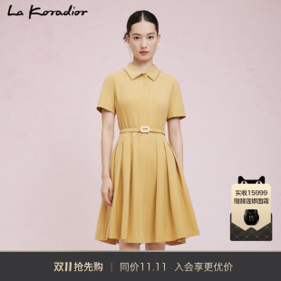 商场同款 修身 新款 减龄拼接百褶裙连衣裙 Koradior拉珂蒂夏季