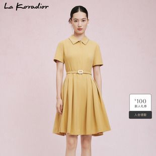 商场同款 修身 新款 减龄拼接百褶裙连衣裙 Koradior拉珂蒂夏季