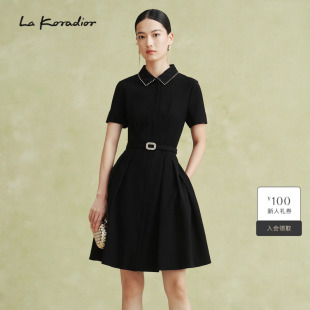 Koradior拉珂蒂夏季 小黑裙 赫本风小黑裙收腰连衣裙女 经典