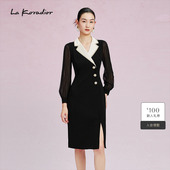 领长裙中长款 Koradior拉珂蒂西装 开叉连衣裙 进口三醋酸