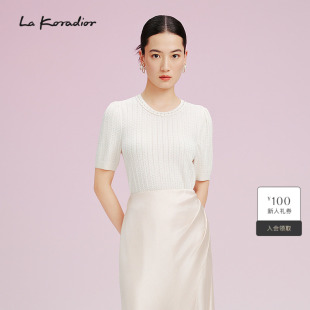 奢雅套头针织小衫 减龄简约钉珠时尚 女 新款 Lakoradior拉珂蒂夏季