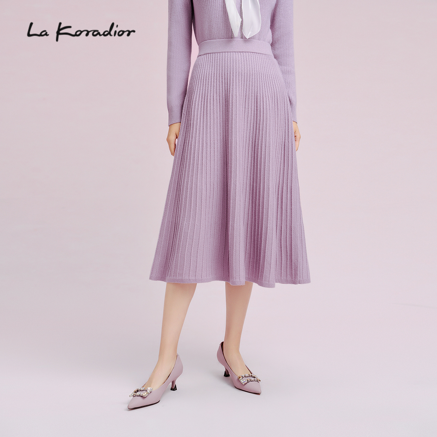 【商场同款】LaKoradior拉珂蒂名媛女秋冬新款优雅褶皱A字半身裙