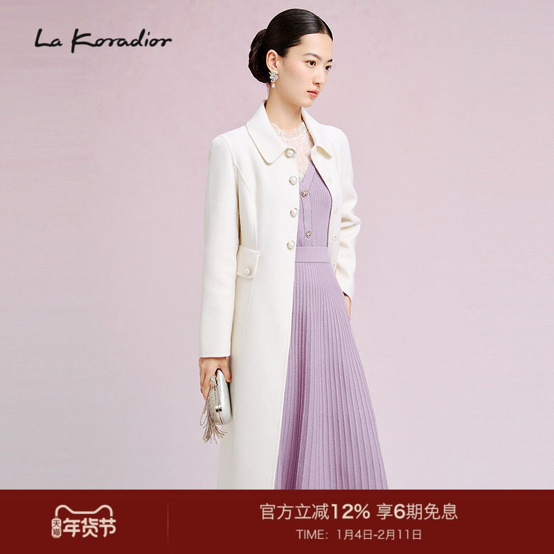 【羊毛】La Koradior拉珂蒂时尚新款气质羊毛外套过膝双面呢大衣,女装/女士精品,毛呢外套,淘宝优惠券,粉丝福利购,淘宝优惠卷