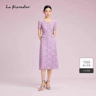 肌理刺绣蕾丝法式 新款 奢雅连衣裙 Koradior拉珂蒂2025商场同款