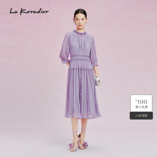 Lakoradior拉珂蒂通勤显瘦夏季 100桑蚕丝丝绸真丝连衣裙女 新款