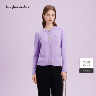羊毛 法式 针织衫 香风单排扣羊毛衫 Koradior拉珂蒂商场同款