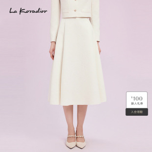 a字半身裙气质长裙女纯色高腰 优雅长款 Koradior拉珂蒂商场同款