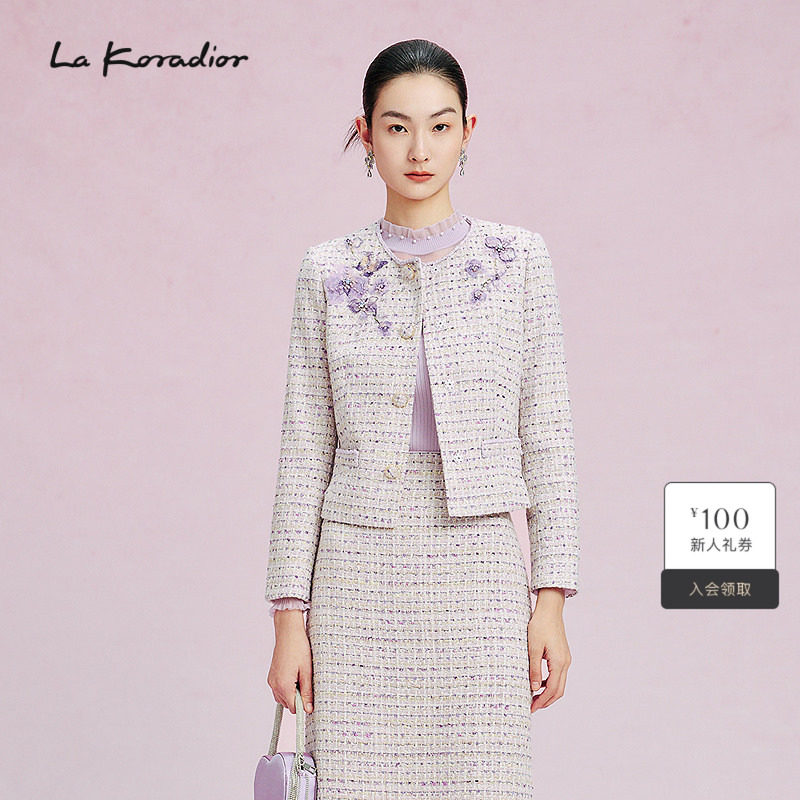 【欧洲进口花纱】La Koradior拉珂蒂法式香风外套刺绣圆领短上衣