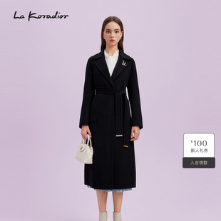 优雅气质秋冬新款 LaKoradior拉珂蒂时尚 收腰毛呢大衣 商场同款
