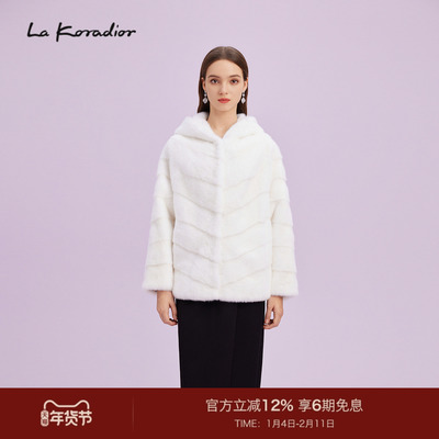 【商场同款】Lakoradior拉珂蒂时尚优雅秋冬新款连帽仿水貂短外套