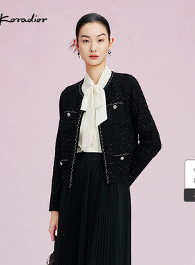 【羊毛】La Koradior拉珂蒂春季新款法式香风气质针织外套黑色女