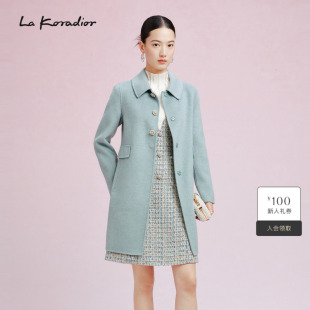 冬新款 Koradior拉珂蒂时尚 纯色毛呢大衣呢子外套女 羊毛
