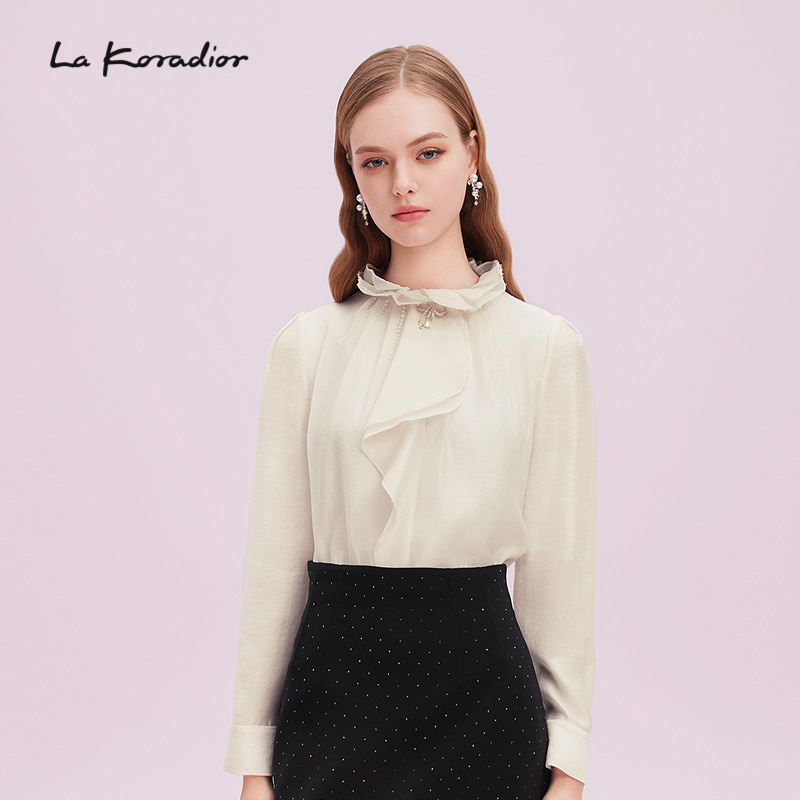 La Koradior拉珂蒂秋新品2025商场同款新款法式荷叶边新意小衫女
