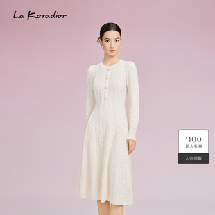 柔雅风收腰显瘦A字针织长裙 法式 Koradior拉珂蒂优雅秋冬新款