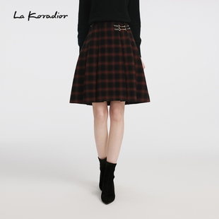 英伦风格 气质2025秋冬新款 Lakoradior拉珂蒂时尚 纹半身裙 羊毛