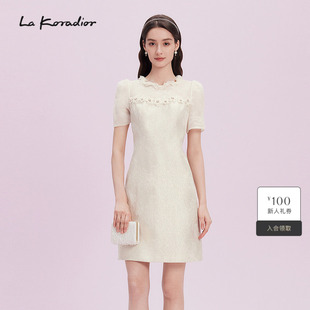 通勤a字连衣裙女 桑蚕丝短袖 Lakoradior拉珂蒂减龄夏季 商场同款