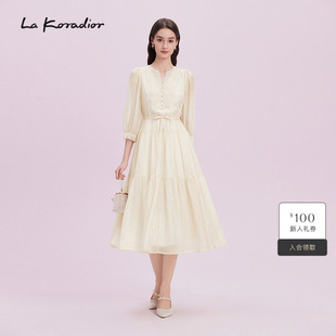 层叠蛋糕裙轻柔蕾丝连衣裙女 Koradior拉珂蒂气质2025商场同款