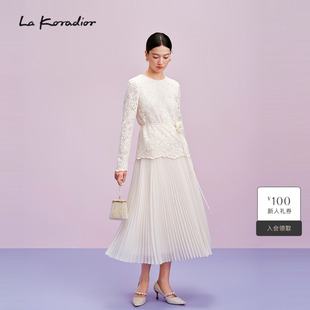 蕾丝拼接百褶连衣裙 Lakoradior拉珂蒂气质女新款 商场同款