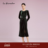 进口浮光丝绒 Koradior拉珂蒂通勤商场同款 法式 优雅连衣裙