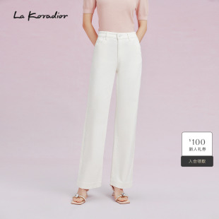 新款 春季 时尚 烫钻直通牛仔裤 女 白色休闲裤 Koradior拉珂蒂时尚