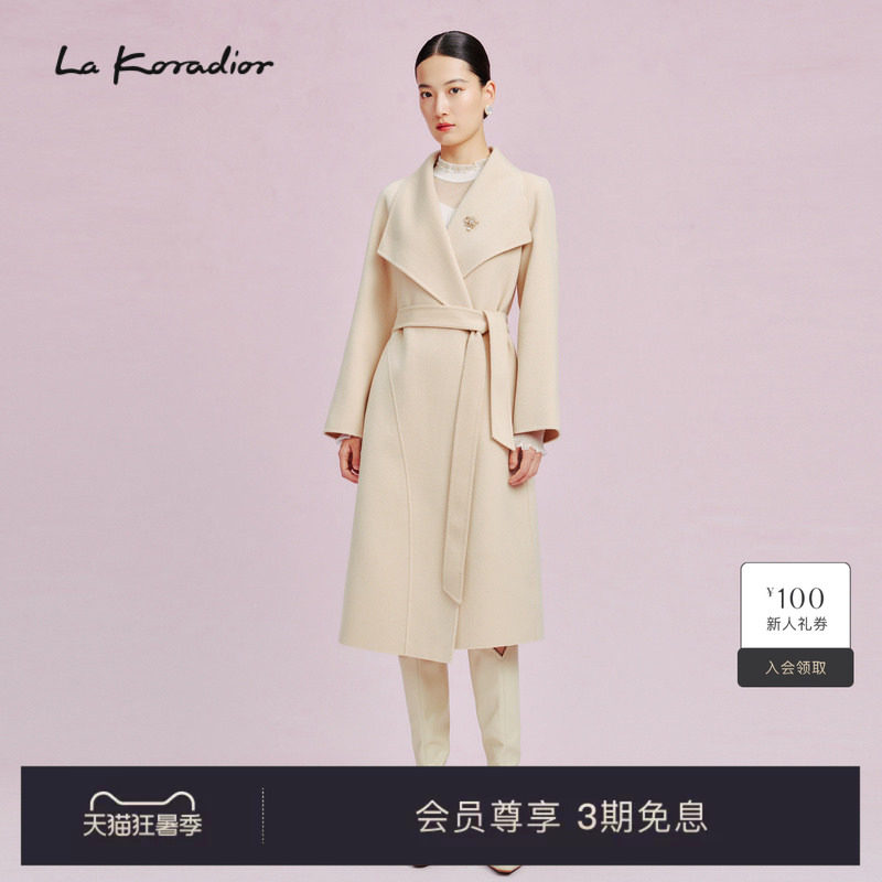 【羊毛羊绒】La Koradior拉珂蒂时尚女冬新款气质双面毛呢大衣