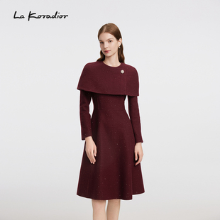 斗篷假两件连衣裙 Lakoradior拉珂蒂减龄女25秋冬法式 商场同款