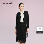 香风修身 法式 通勤新款 圆领气质黑色外套 Koradior拉珂蒂女春季