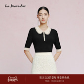 商场同款 Koradior拉珂蒂夏新款 减龄冰丝精致短袖 针织上衣女