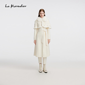 毛呢大衣 羊毛皮 Lakoradior拉珂蒂气质减龄秋冬奢雅钉珠斗篷式