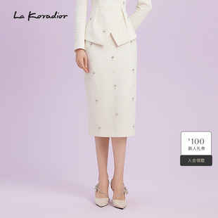 奢雅钉珠半身裙高腰气质包臀裙女 Koradior拉珂蒂减龄商场同款