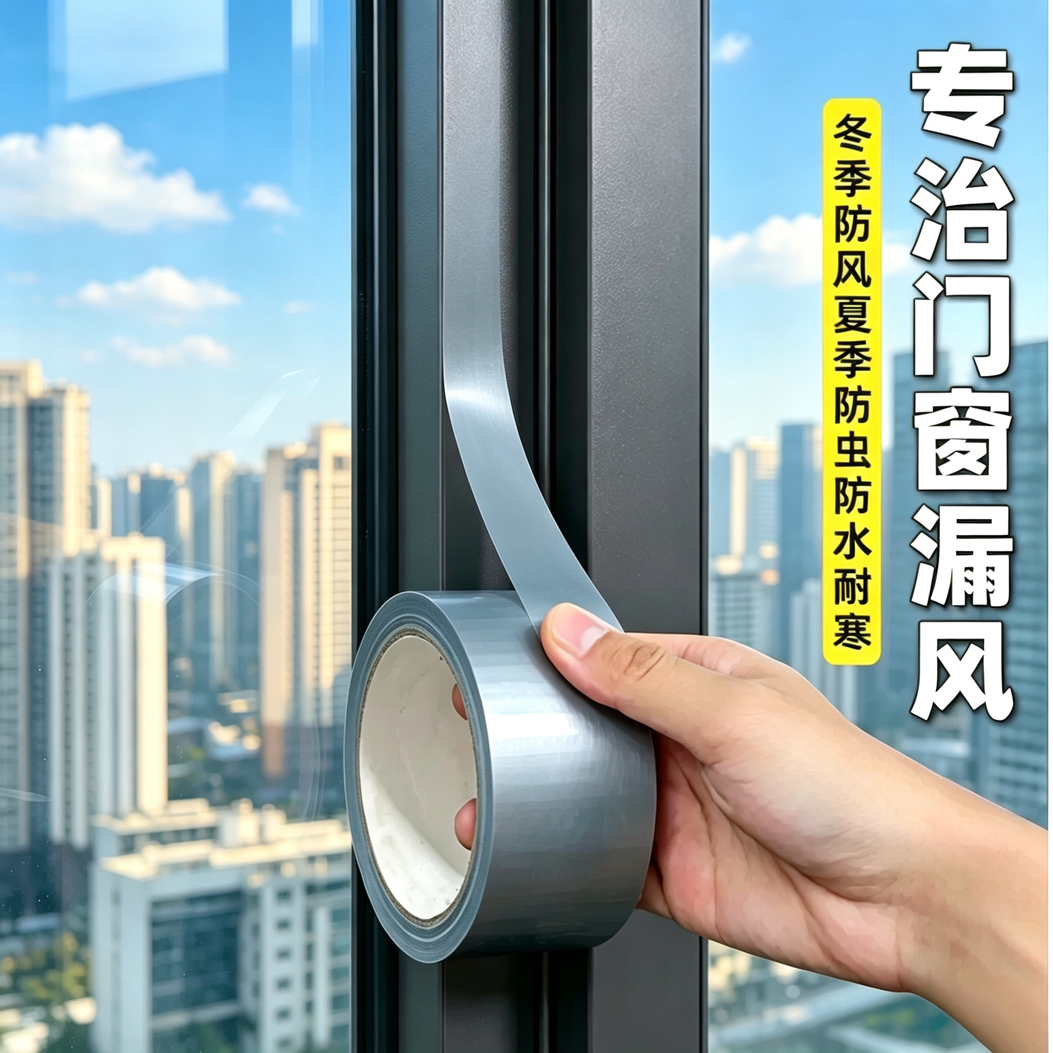 高粘门窗防风胶带窗户缝隙密封胶带封边无痕封窗加厚布基胶带批发
