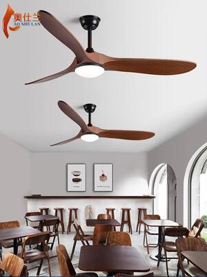 新款风扇灯吊扇灯北欧家用客厅商用覆古餐厅出口实木纹电风扇吊灯